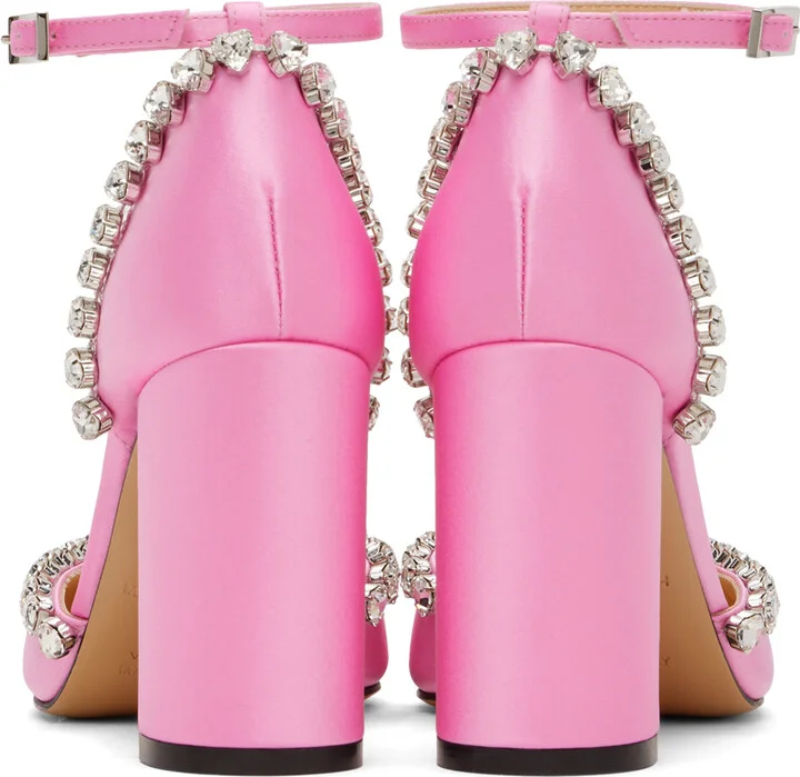 MACH & MACH Pink Audrey Crystal 95 Heels - Image 2