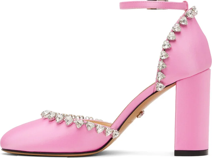 MACH & MACH Pink Audrey Crystal 95 Heels - Image 3
