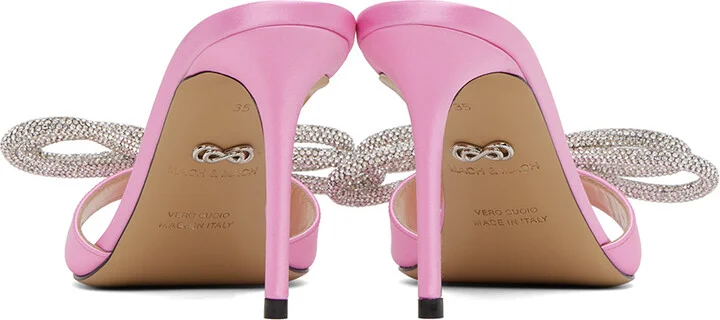 MACH & MACH Pink Double Bow 95 Heeled Sandals - Image 2