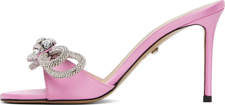 MACH & MACH Pink Double Bow 95 Heeled Sandals - Image 3