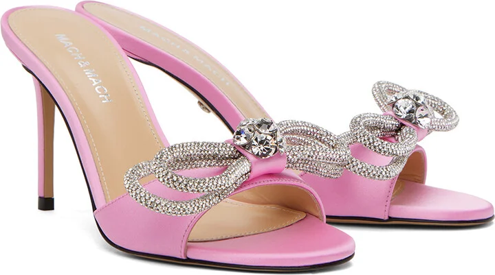 MACH & MACH Pink Double Bow 95 Heeled Sandals - Image 4