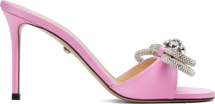 MACH & MACH Pink Double Bow 95 Heeled Sandals