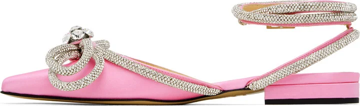 MACH & MACH Pink Double Bow Ballerina Flats - Image 3