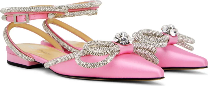 MACH & MACH Pink Double Bow Ballerina Flats - Image 4