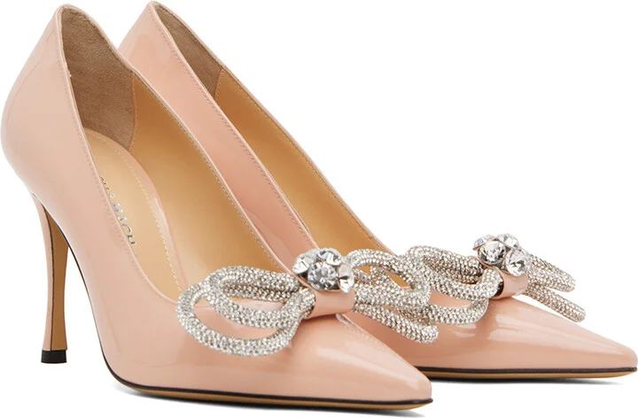 MACH & MACH Pink Double Bow Patent Leather 95 Heels - Image 4