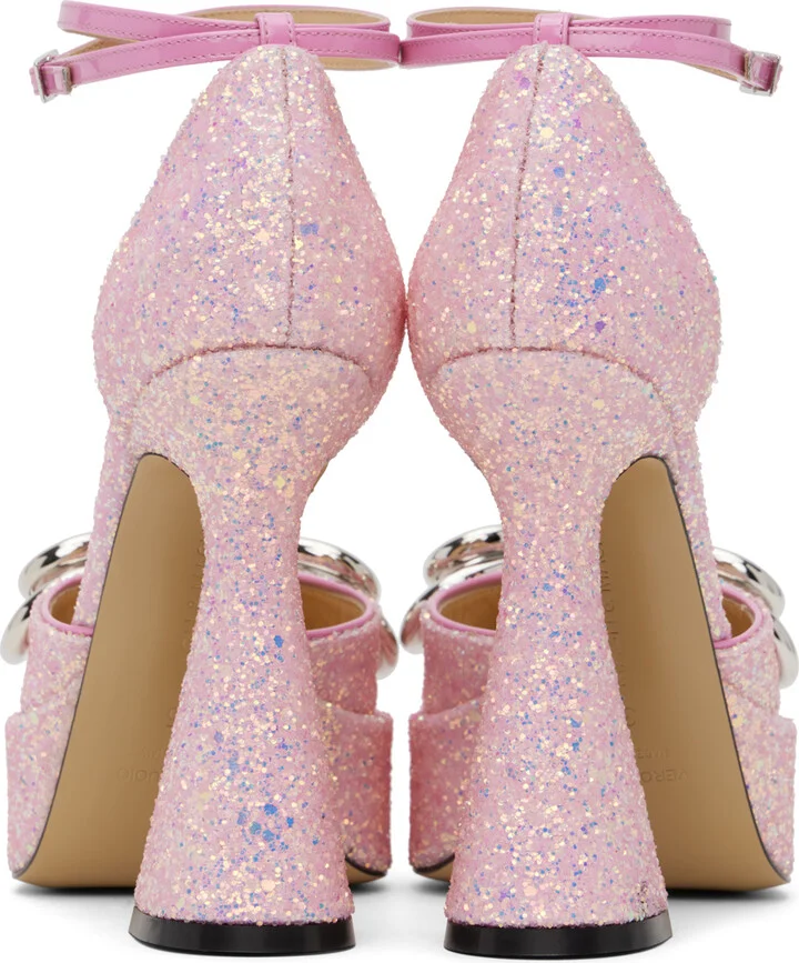 MACH & MACH Pink Double Bow Platform Heels - Image 2