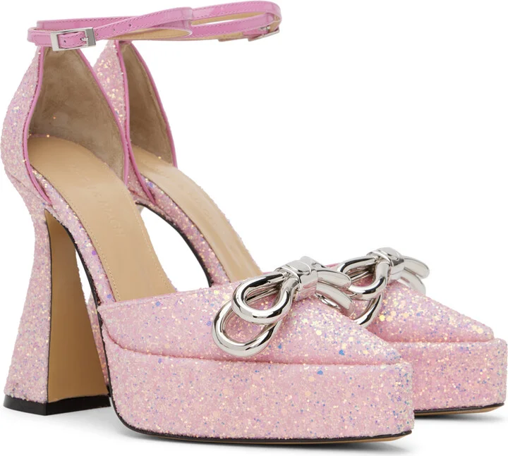 MACH & MACH Pink Double Bow Platform Heels - Image 4