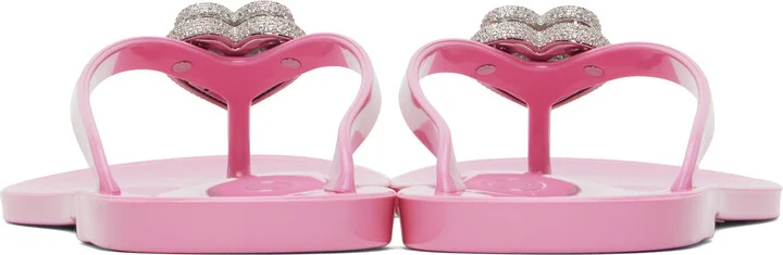 MACH & MACH Pink Double Heart Flip-Flops - Image 2