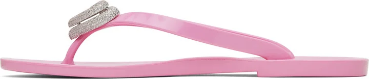 MACH & MACH Pink Double Heart Flip-Flops - Image 3