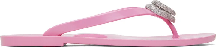 MACH & MACH Pink Double Heart Flip-Flops