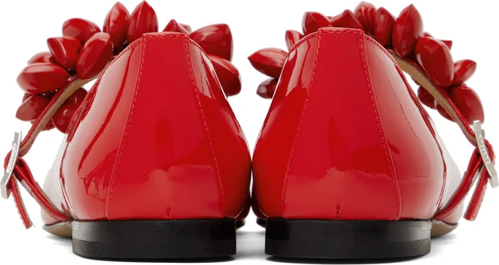 MACH & MACH Red Puffy Heart Patent Leather Square Toe Ballerina Flats - Image 2