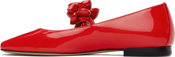 MACH & MACH Red Puffy Heart Patent Leather Square Toe Ballerina Flats - Image 3
