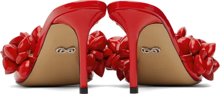 MACH & MACH Red Puffy Heart Patent Mules - Image 2