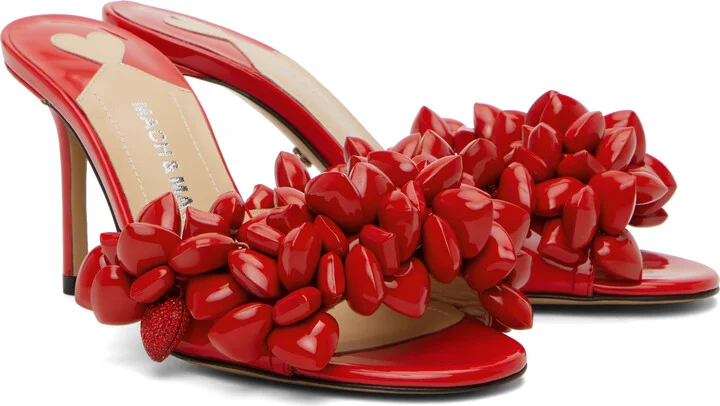 MACH & MACH Red Puffy Heart Patent Mules - Image 4