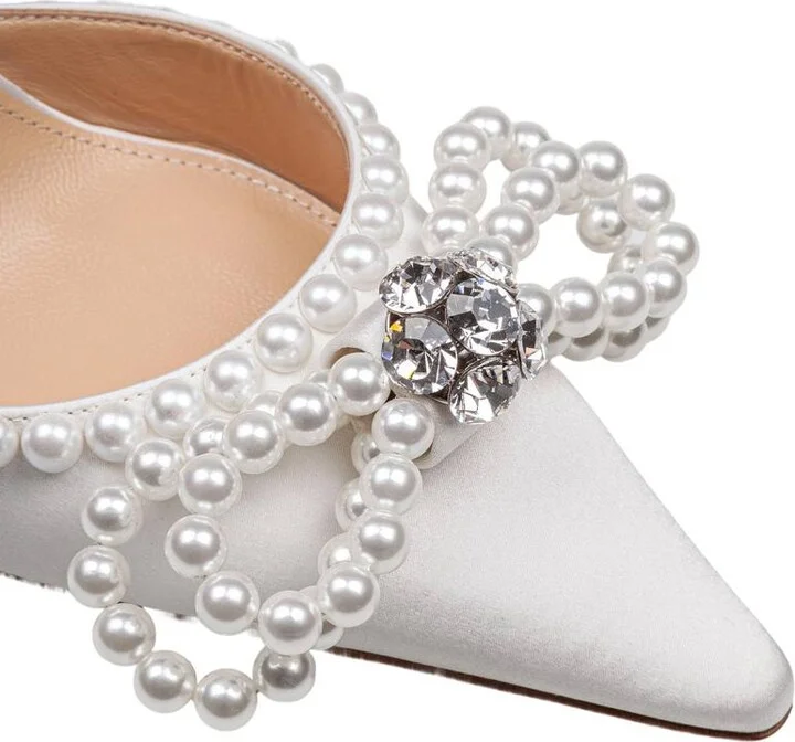 Mach & Mach Satin Double Bow Pumps - Image 3