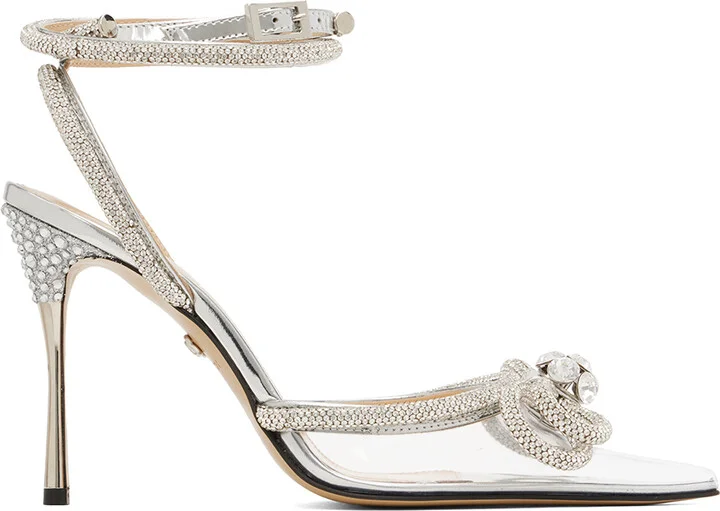 MACH & MACH Silver Double Bow High Heels