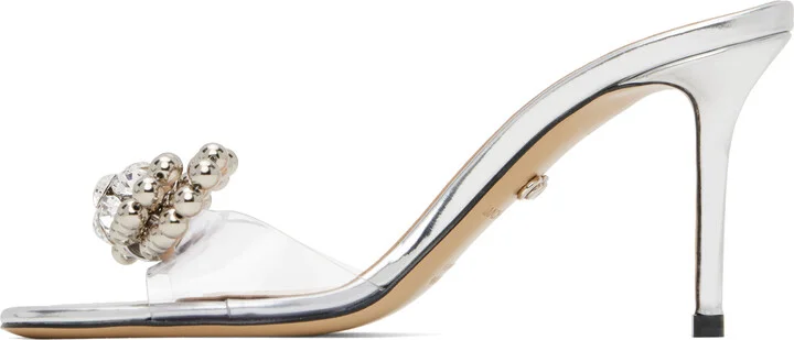 MACH & MACH Silver Stud Bow Mules - Image 3