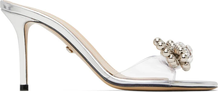 MACH & MACH Silver Stud Bow Mules