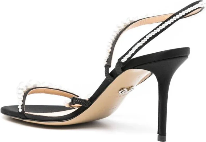 Mach & Mach Sirene Satin Round Toe Pearl Sandals Shoes - Image 3