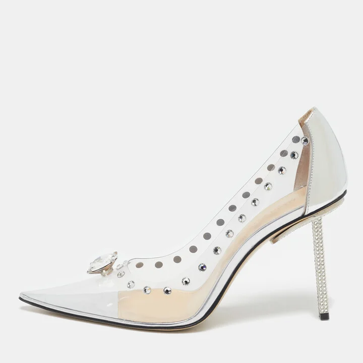 Mach & Mach Transparent PVC and Leather Diamond Dreams Pumps Size 39.5