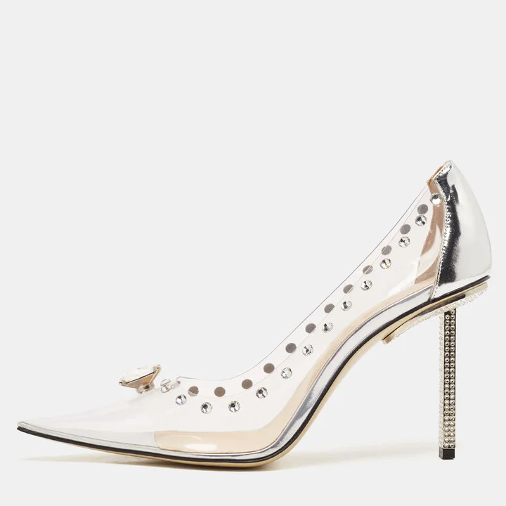 Mach & Mach Transparent PVC and Leather Diamond Dreams Pumps Size 39.5