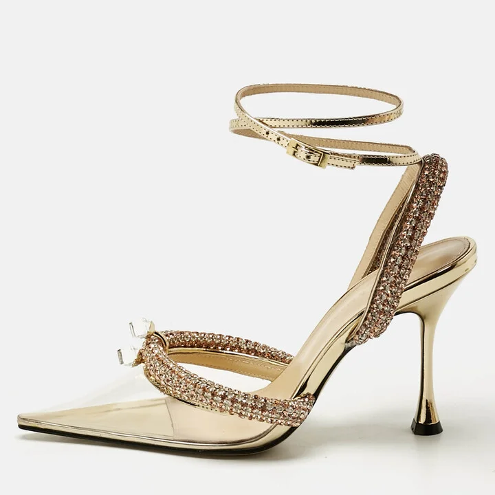 Mach & Mach Transparent PVC Crystal Embellished Georgia Pumps Size 37.5