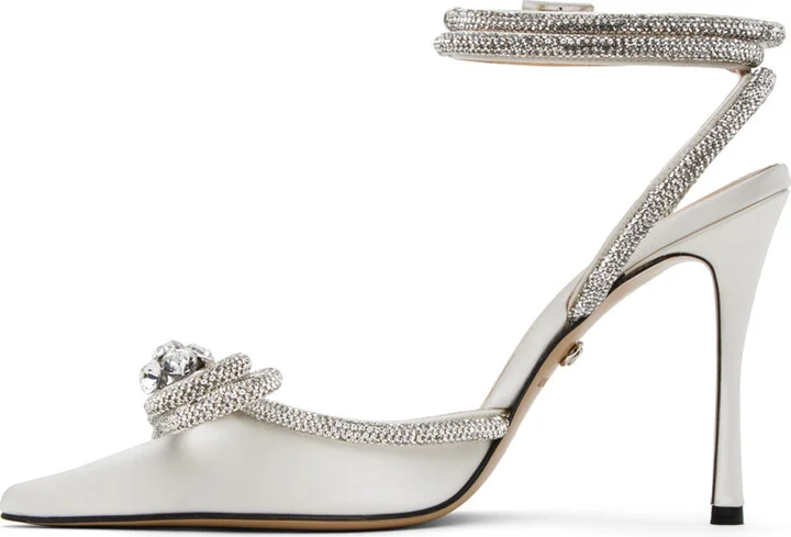 MACH & MACH White Double Bow 110 Heels - Image 3