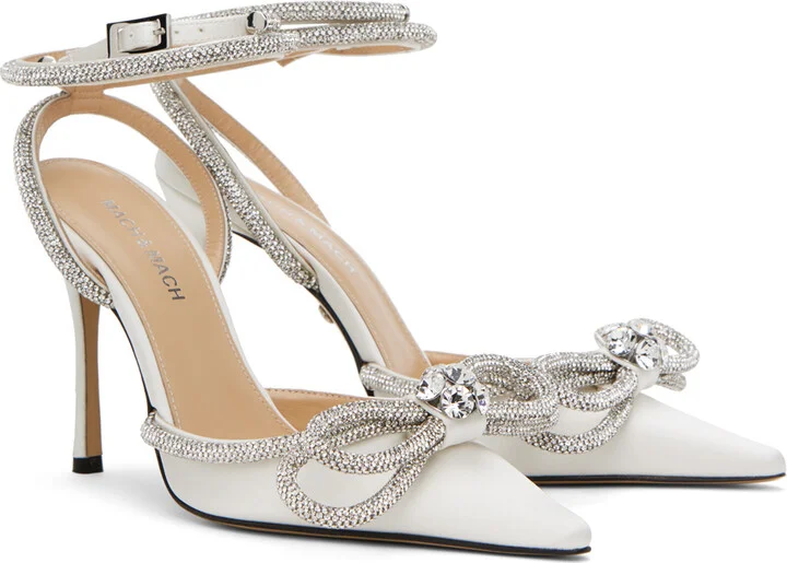 MACH & MACH White Double Bow 110 Heels - Image 4