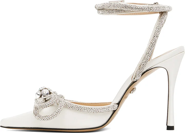 MACH & MACH White Double Bow High Heels - Image 3