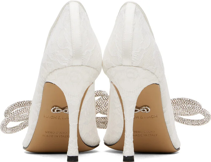 MACH & MACH White Double Bow Lace 95 Heels - Image 2