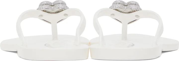 MACH & MACH White Double Heart Flip-Flops - Image 2