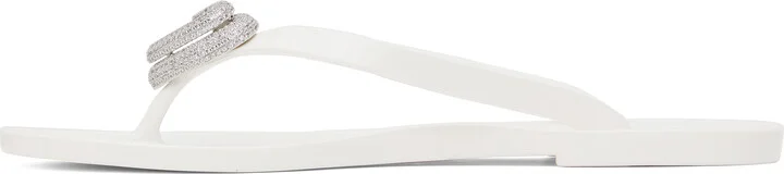 MACH & MACH White Double Heart Flip-Flops - Image 3