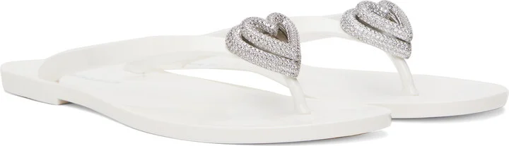 MACH & MACH White Double Heart Flip-Flops - Image 4