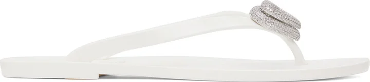 MACH & MACH White Double Heart Flip-Flops