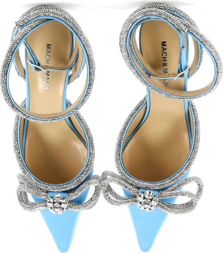 Mach & Mach Women's Double Bow Ankle Strap Pumps Satin 75 - Image 2