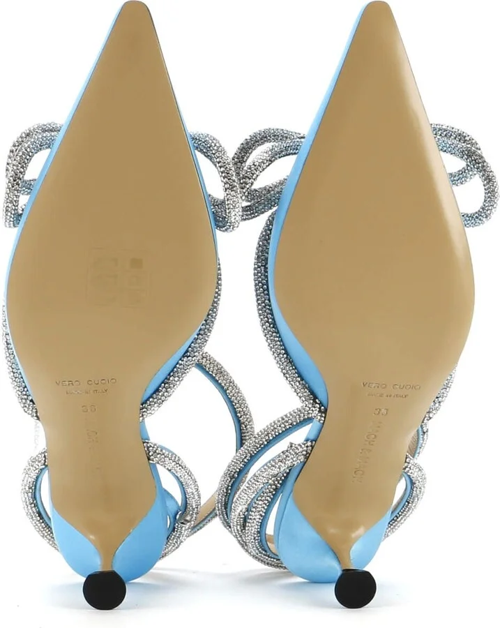 Mach & Mach Women's Double Bow Ankle Strap Pumps Satin 75 - Image 4