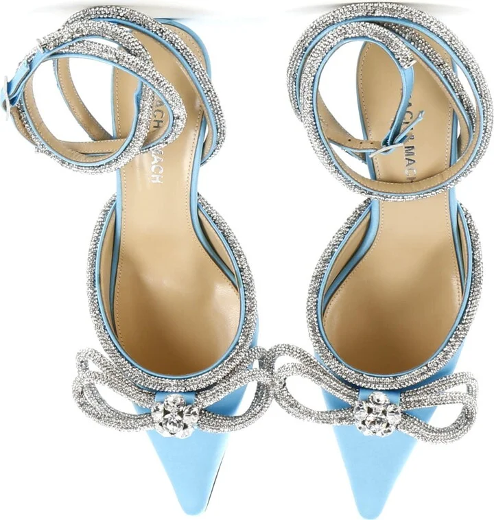 Mach & Mach Women's Double Bow Ankle Strap Pumps Satin 75 - Image 2