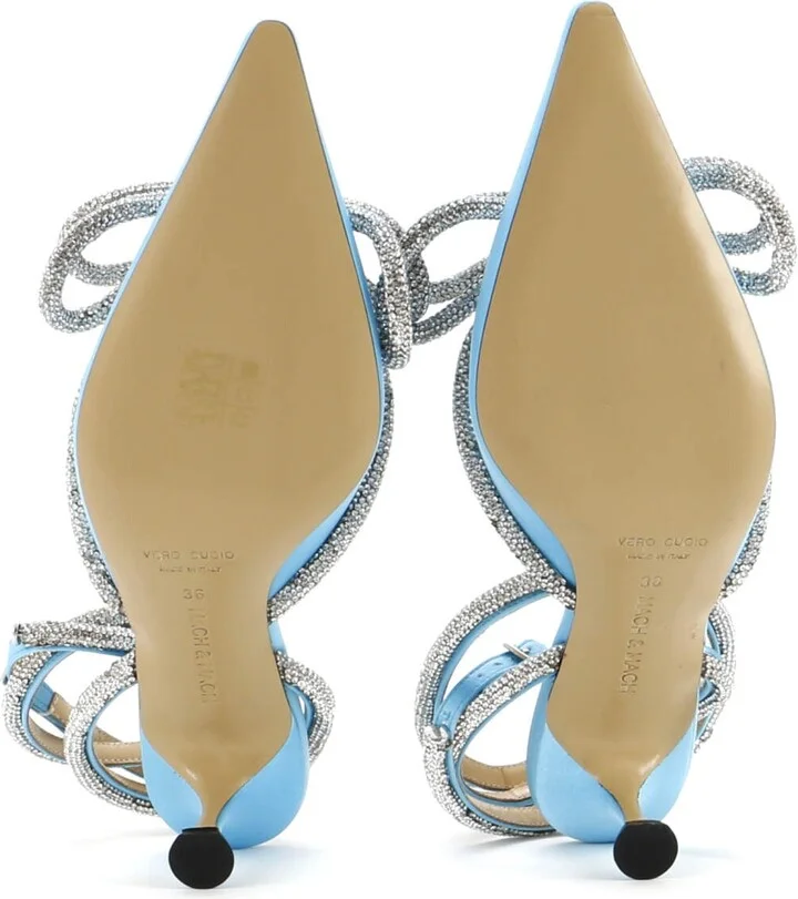 Mach & Mach Women's Double Bow Ankle Strap Pumps Satin 75 - Image 4