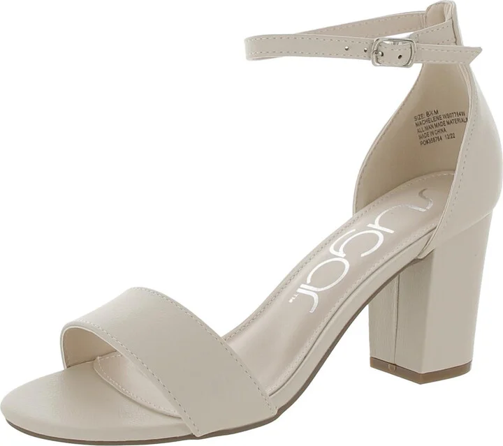 Machelene Womens Faux Leather Almond Toe Block Heels