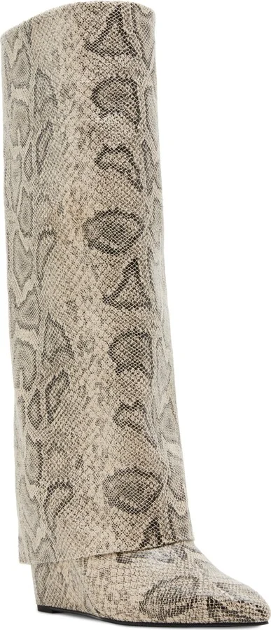 Madden Girl Evander Fold-Over Cuffed Knee High Wedge Dress Boots