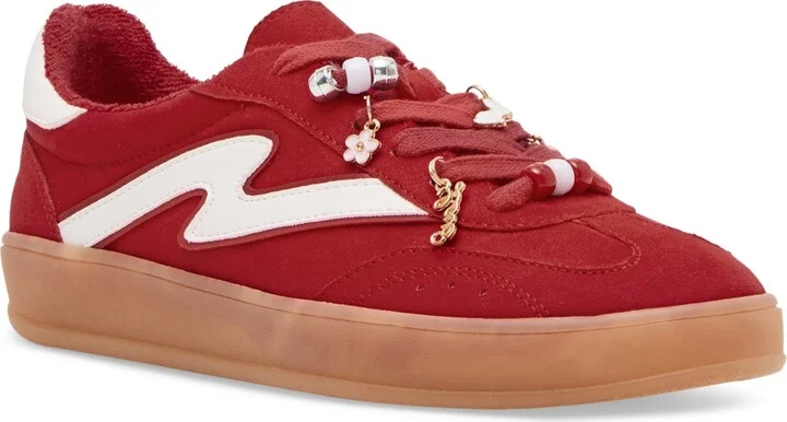 Madden Girl Giia-c Charms Lace-Up Low-Top Sneakers - Red/White Multi
