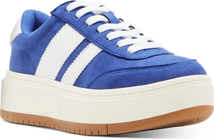 Madden Girl Navida Lace-Up Low-Top Platform Sneakers - Blue/White Multi