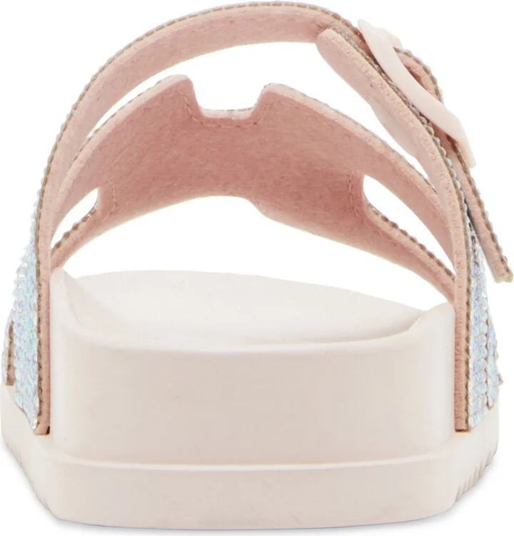 Madden Girl Women's Darling Rhinestone Embellished Footbed Slide Sandals - Blush/Rhinestone - Image 3