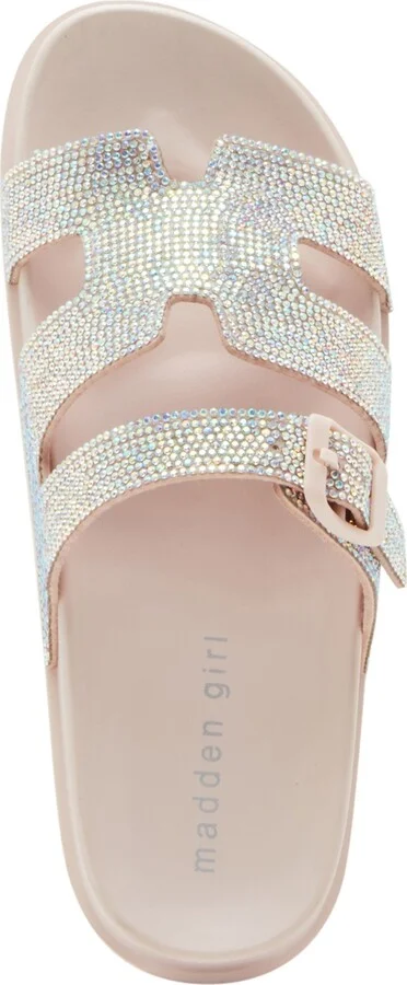 Madden Girl Women's Darling Rhinestone Embellished Footbed Slide Sandals - Blush/Rhinestone - Image 4