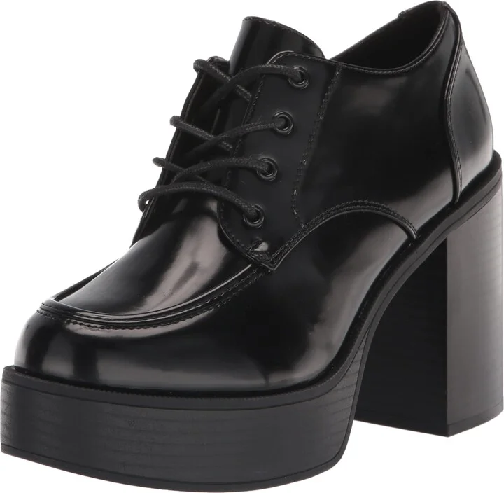 Madden Girl Womens Rileyy Patent Oxford Loafers Black 5.5 Medium (B