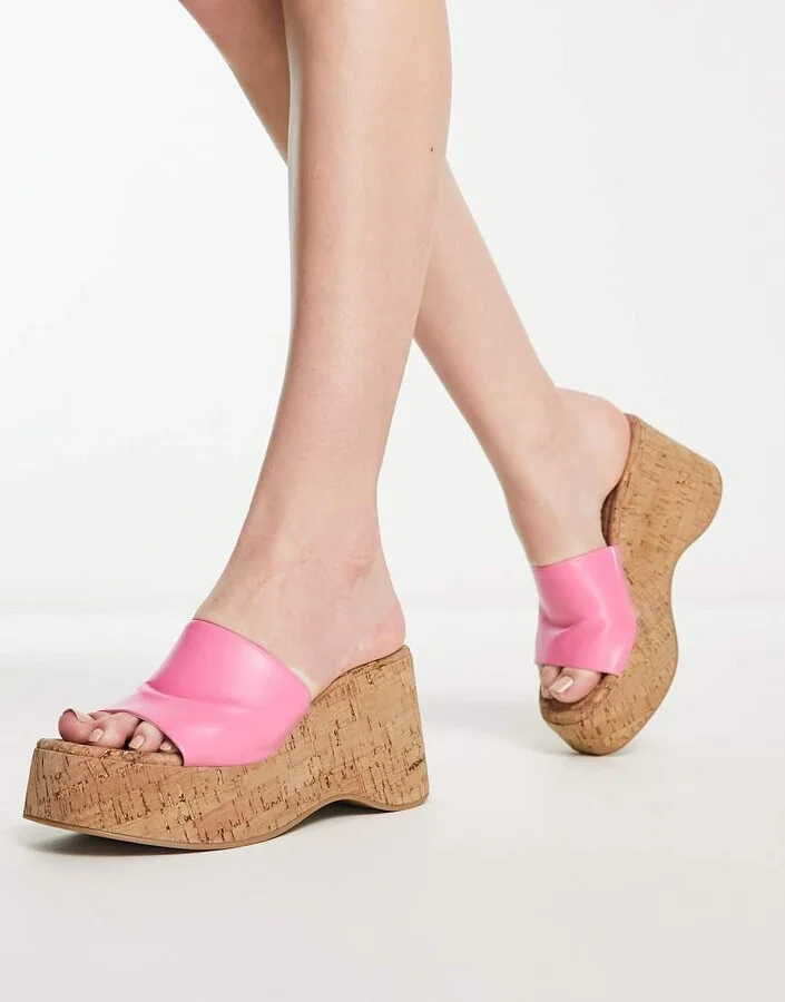 Madden Girl Zaharra cork platform sandal in hot pink - Image 2