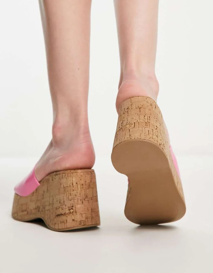Madden Girl Zaharra cork platform sandal in hot pink - Image 3