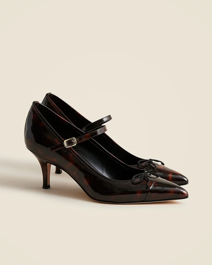 Made-in-Italy Colette cap-toe pumps in tortoise-print leather - Image 2