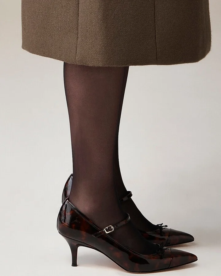 Made-in-Italy Colette cap-toe pumps in tortoise-print leather