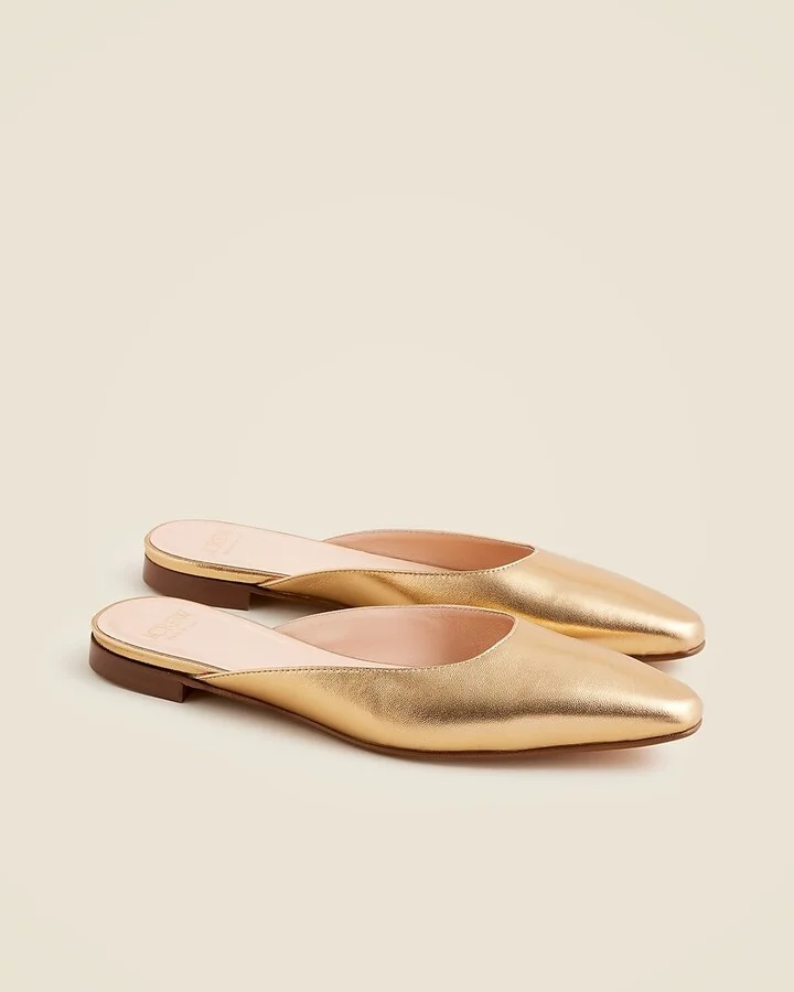 Made-in-Italy mule flats in metallic leather - Image 2